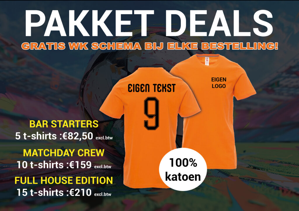 oranje wk shirts bedrukken voor horeca